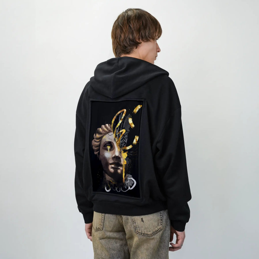 divinelyreimagined patch on male essential zip hoodie in after hours