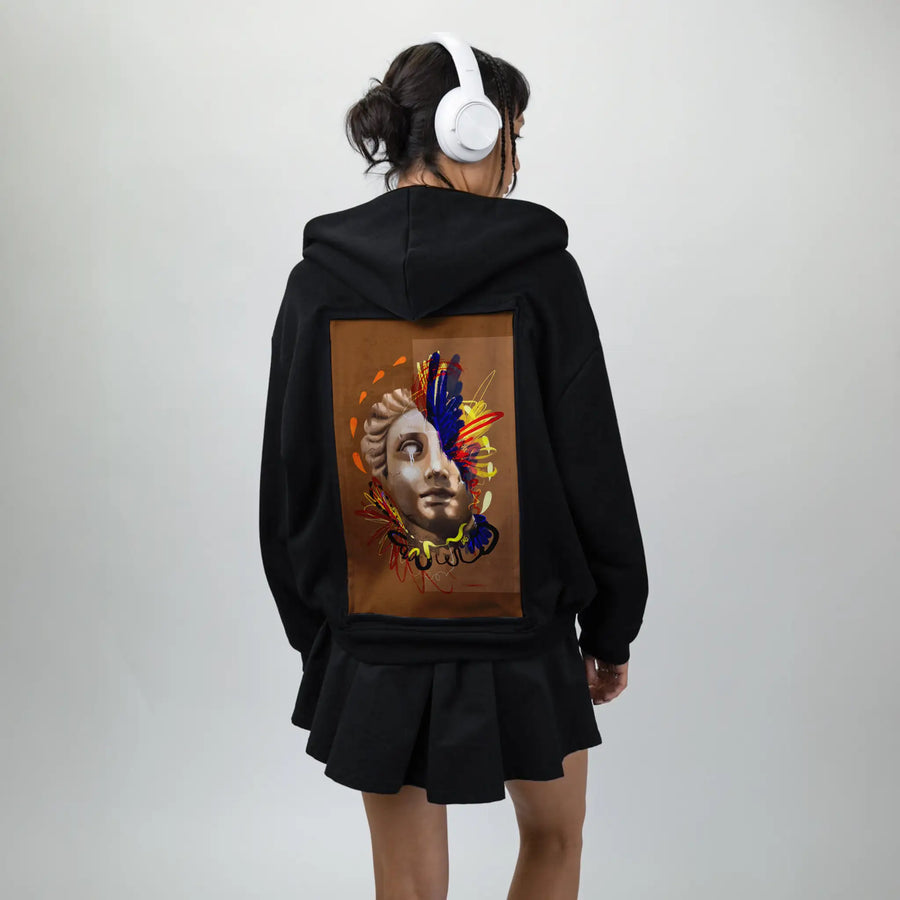 divinelyreimaginedchroma patch on female essential zip hoodie in after hours