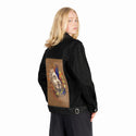 divinelyreimaginedchroma patch on female og denim jacket in raven
