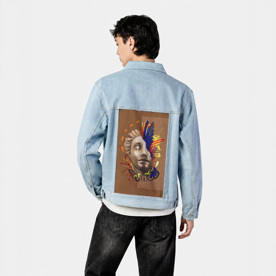 divinelyreimaginedchroma patch on male og denim jacket in oceanside