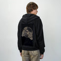 djdeath patch on male essential zip hoodie in after hours