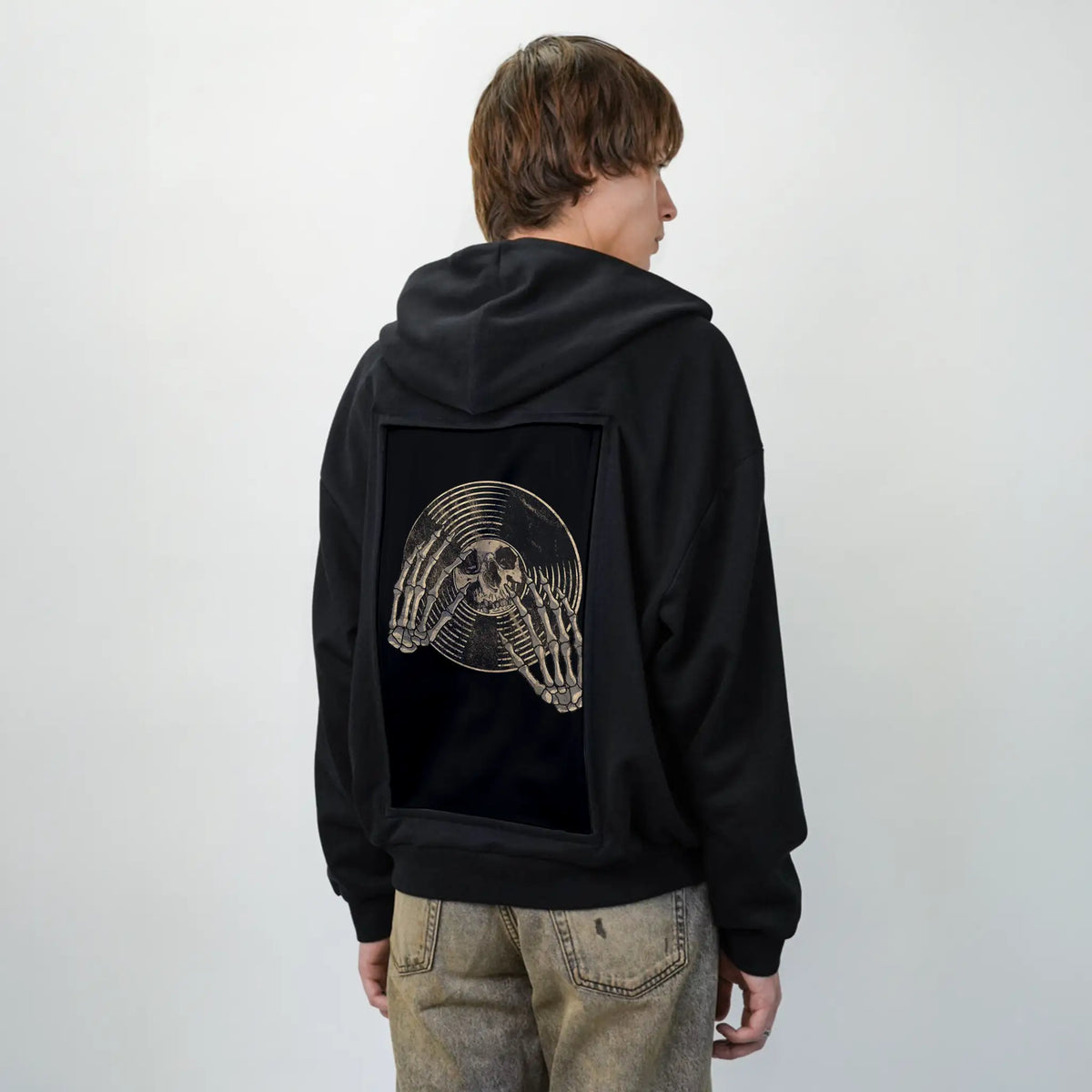 djdeath patch on male essential zip hoodie in after hours