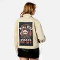 doesntkillyou patch on female atelier canvas jacket in tan