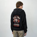 doesntkillyou patch on male essential zip hoodie in after hours