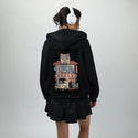 dogcafe patch on female essential zip hoodie in after hours