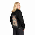 dogcafe patch on female og denim jacket in raven