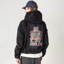 dogcafe patch on male retro cord hoodie in onyx