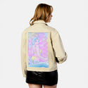 dontmissmemuch patch on female atelier canvas jacket in tan