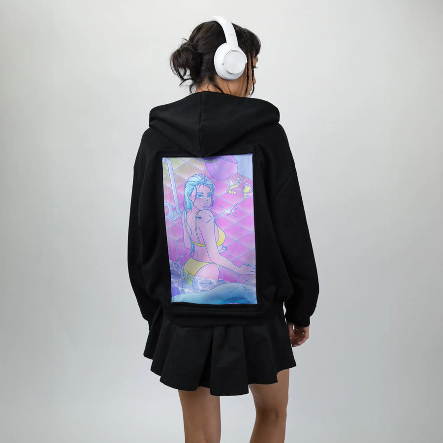 dontmissmemuch patch on female essential zip hoodie in after hours