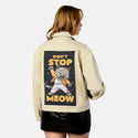 dontstopmeow patch on female atelier canvas jacket in tan