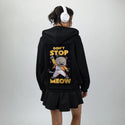 dontstopmeow patch on female essential zip hoodie in after hours
