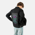 donttreadonme patch on male og denim jacket in raven