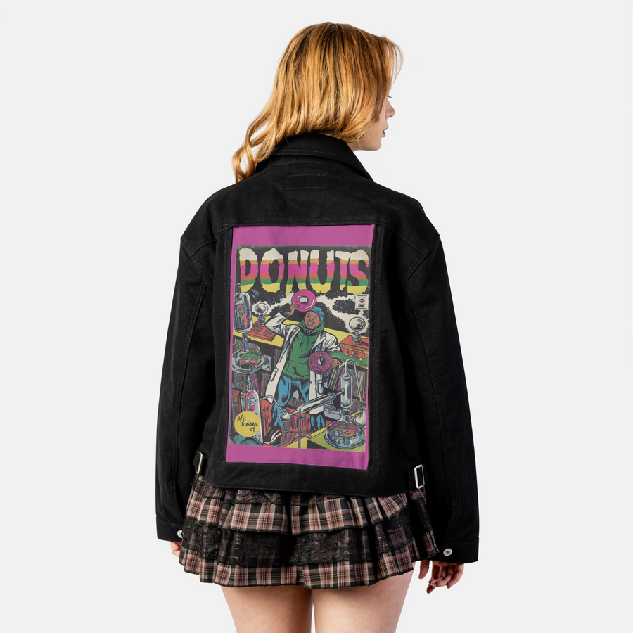 donuts patch on female atelier canvas jacket in nightfall