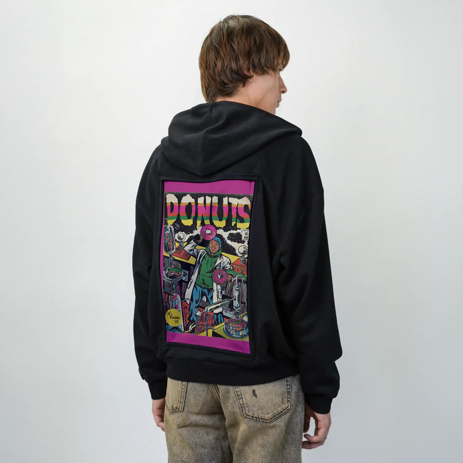 donuts patch on male essential zip hoodie in after hours