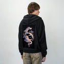dragonflower patch on male essential zip hoodie in after hours