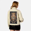dreamcatcher patch on female atelier canvas jacket in tan