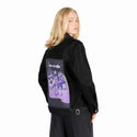 dreaming patch on female og denim jacket in raven