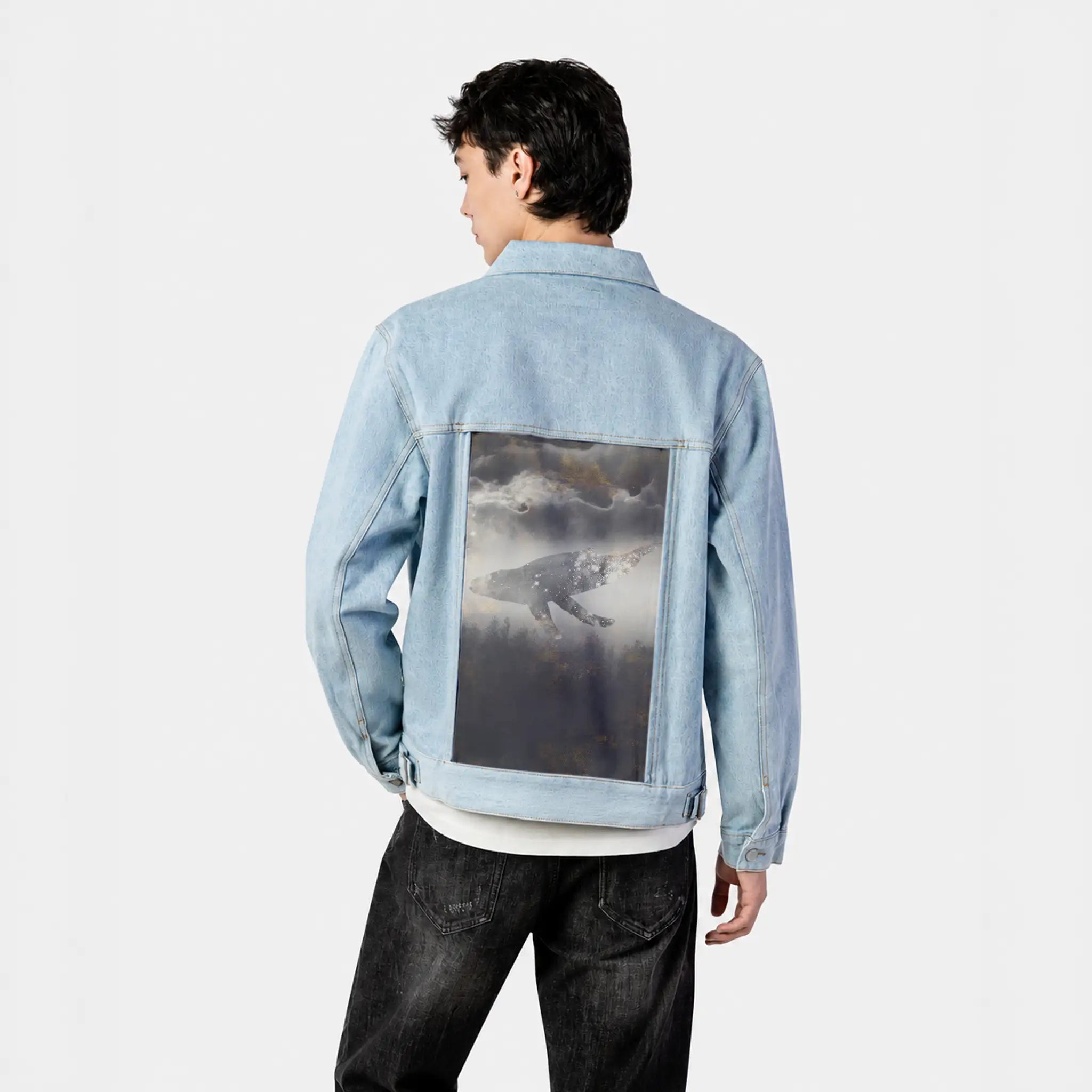 dreamspace patch on male og denim jacket in oceanside
