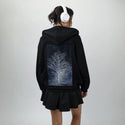 dreamtree patch on female essential zip hoodie in after hours