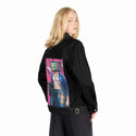 dreamtree patch on female og denim jacket in raven