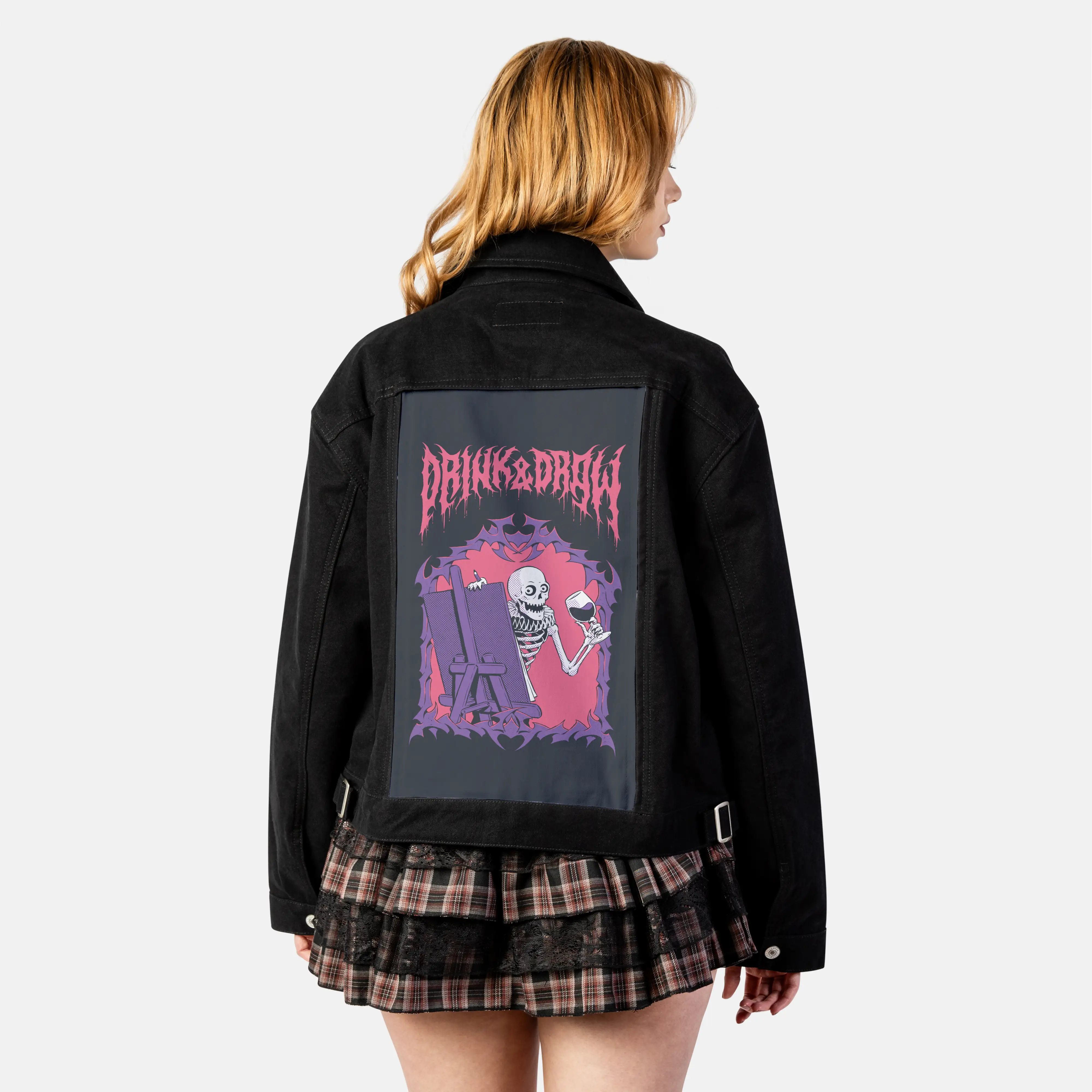 drinkanddraw patch on female atelier canvas jacket in nightfall