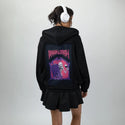 drinkanddraw patch on female essential zip hoodie in after hours
