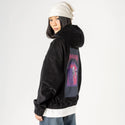 drinkanddraw patch on female retro cord hoodie in onyx