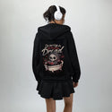 drowningdread patch on female essential zip hoodie in after hours