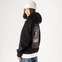drowningdread patch on female retro cord hoodie in onyx