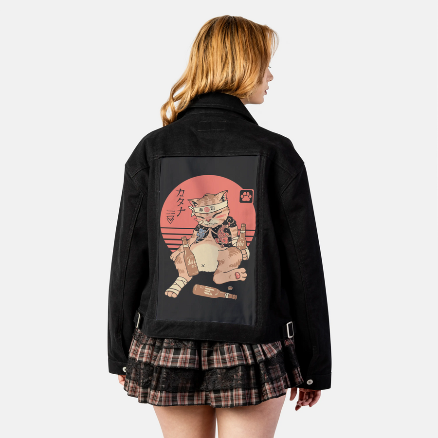 drunkencatana patch on female atelier canvas jacket in nightfall