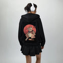 drunkencatana patch on female essential zip hoodie in after hours