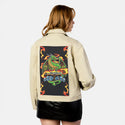 dungeonmaster patch on female atelier canvas jacket in tan