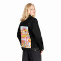 eastchinatown patch on female og denim jacket in raven
