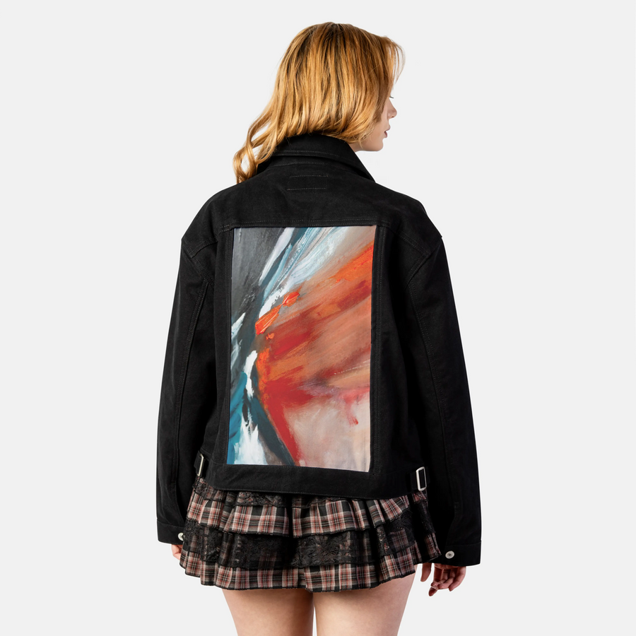 echoofthewild patch on female atelier canvas jacket in nightfall