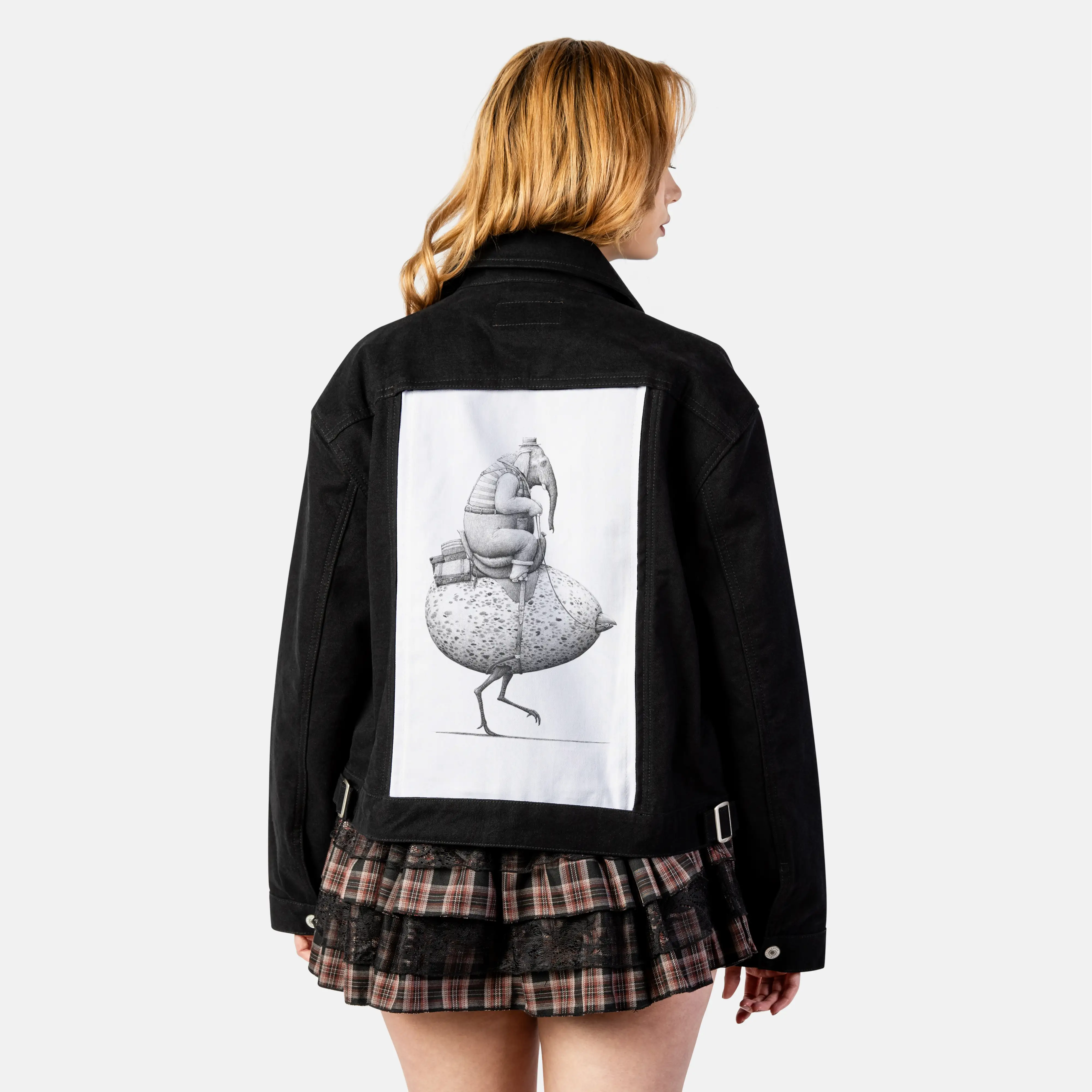 eggrace patch on female atelier canvas jacket in nightfall