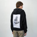 eggrace patch on male essential zip hoodie in after hours