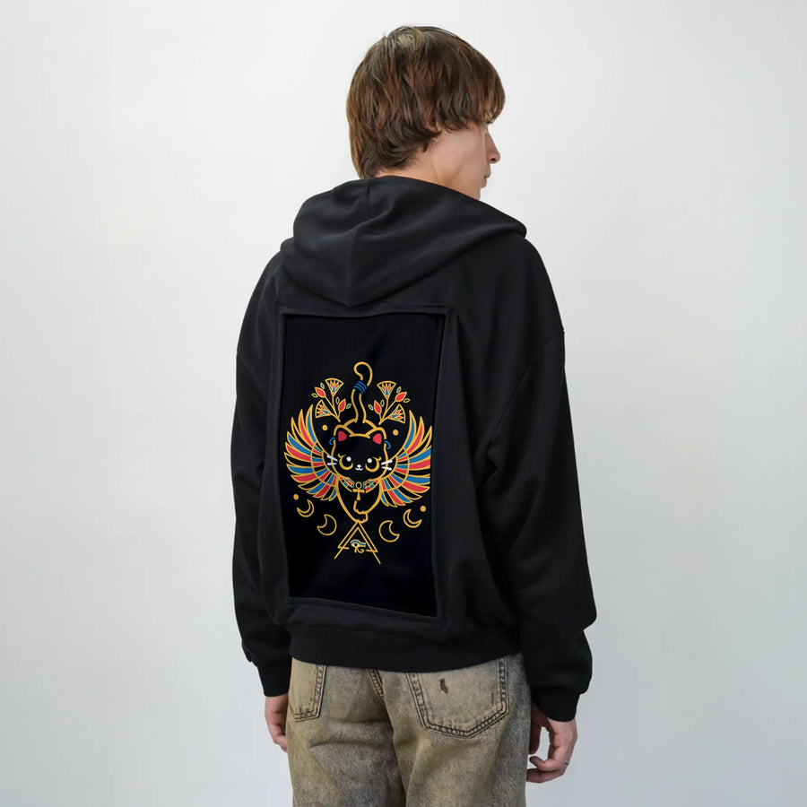 egyptiancat patch on male essential zip hoodie in after hours