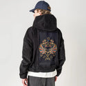egyptiancat patch on male retro cord hoodie in onyx