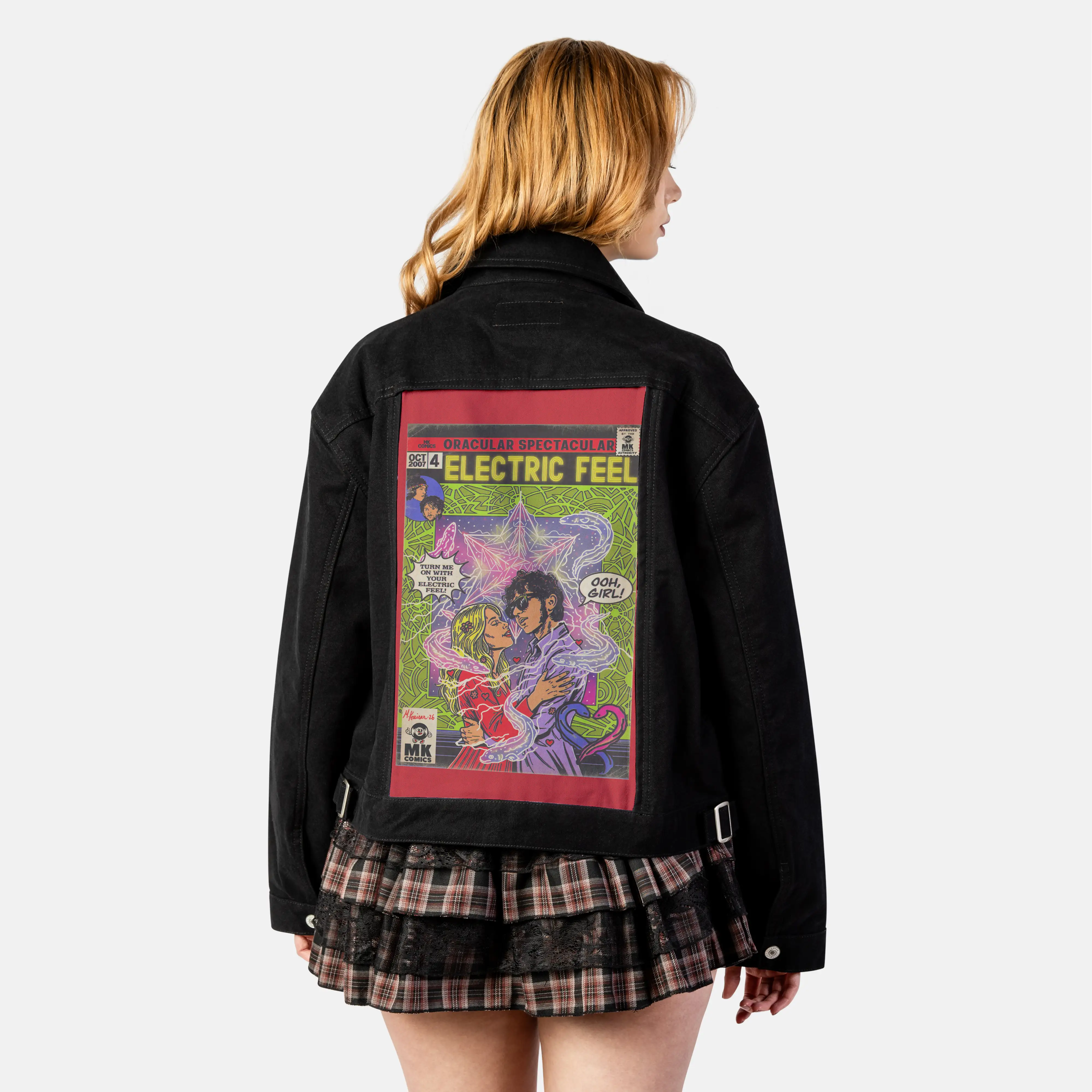 electricfeel patch on female atelier canvas jacket in nightfall
