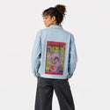 electricfeel patch on female og denim jacket in oceanside