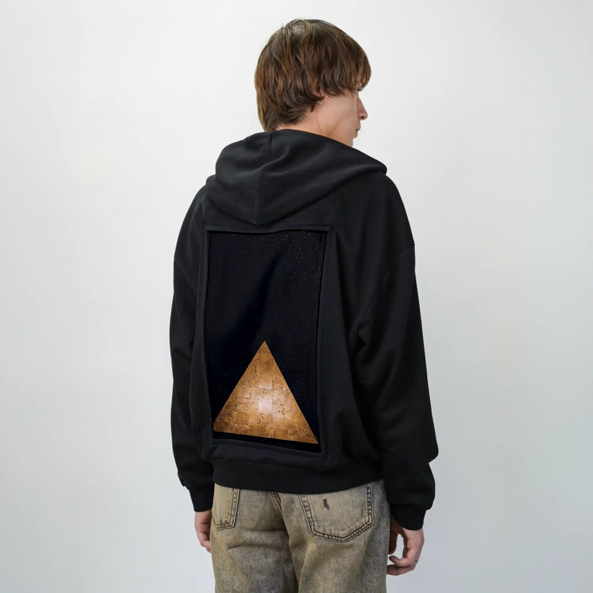 elevation patch on male essential zip hoodie in after hours