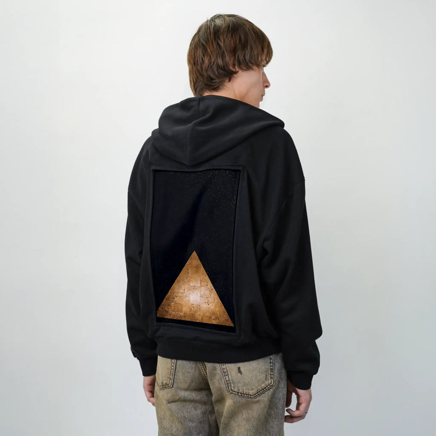 elevation patch on male essential zip hoodie in after hours