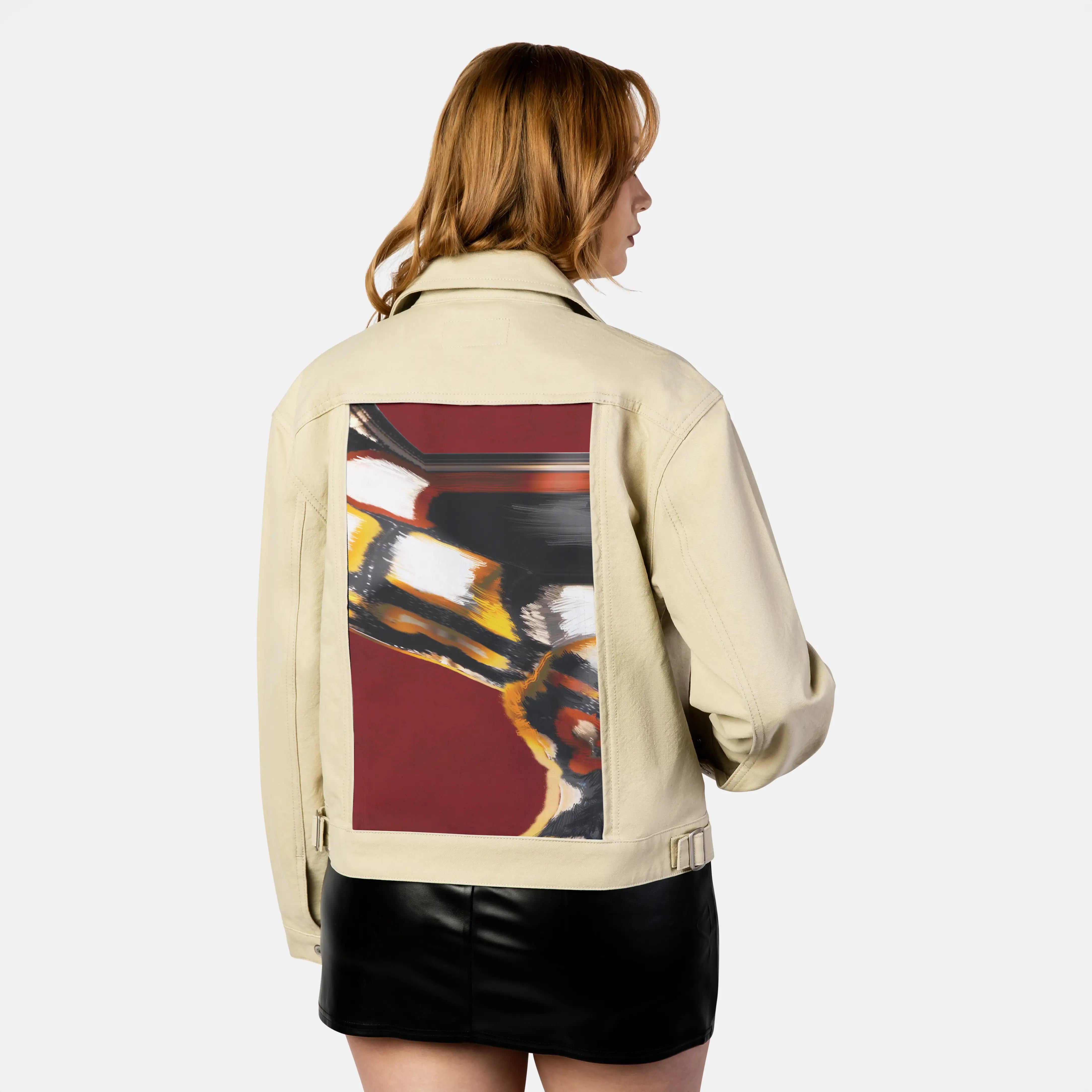 emberinmotion patch on female atelier canvas jacket in tan