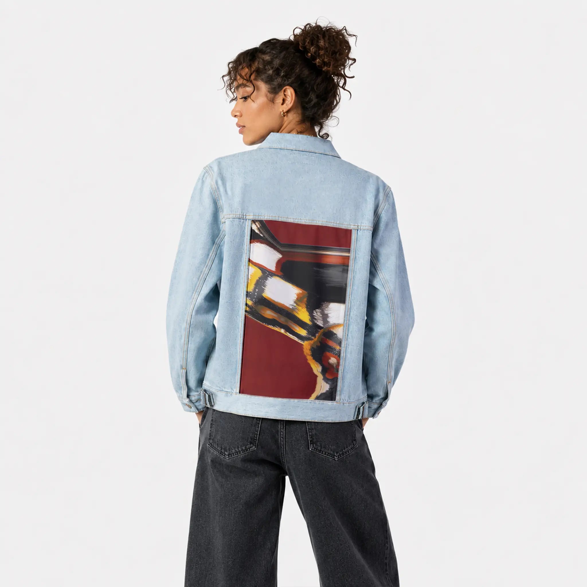 emberinmotion patch on female og denim jacket in oceanside
