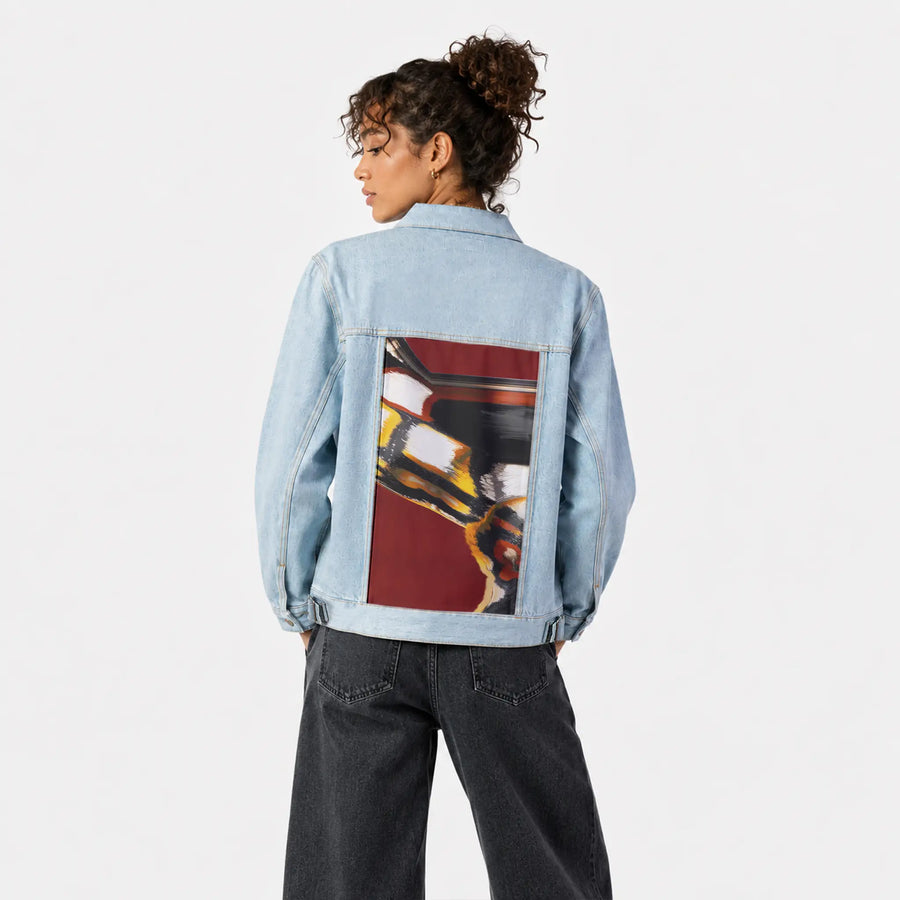 emberinmotion patch on female og denim jacket in oceanside