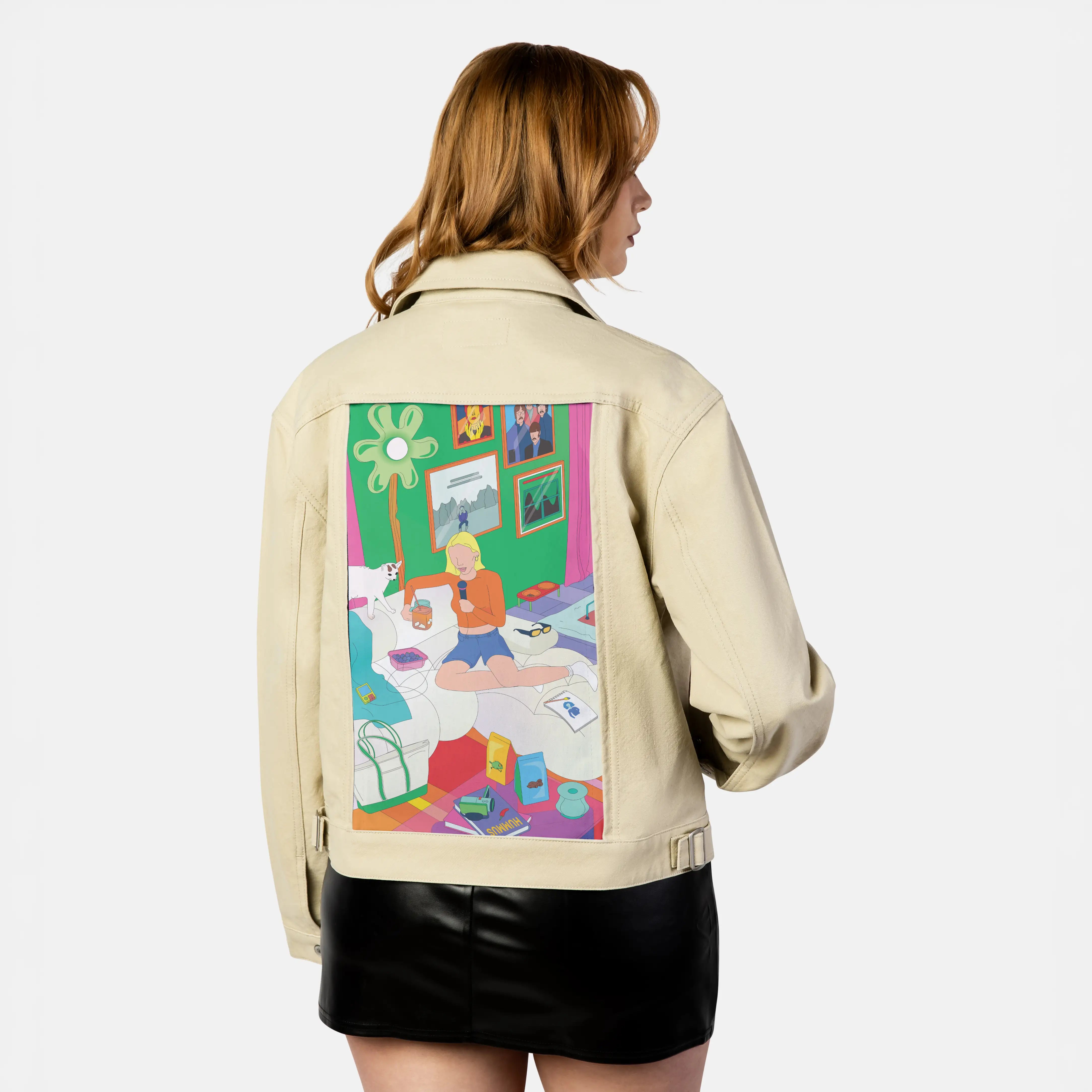 emmachamberlain patch on female atelier canvas jacket in tan