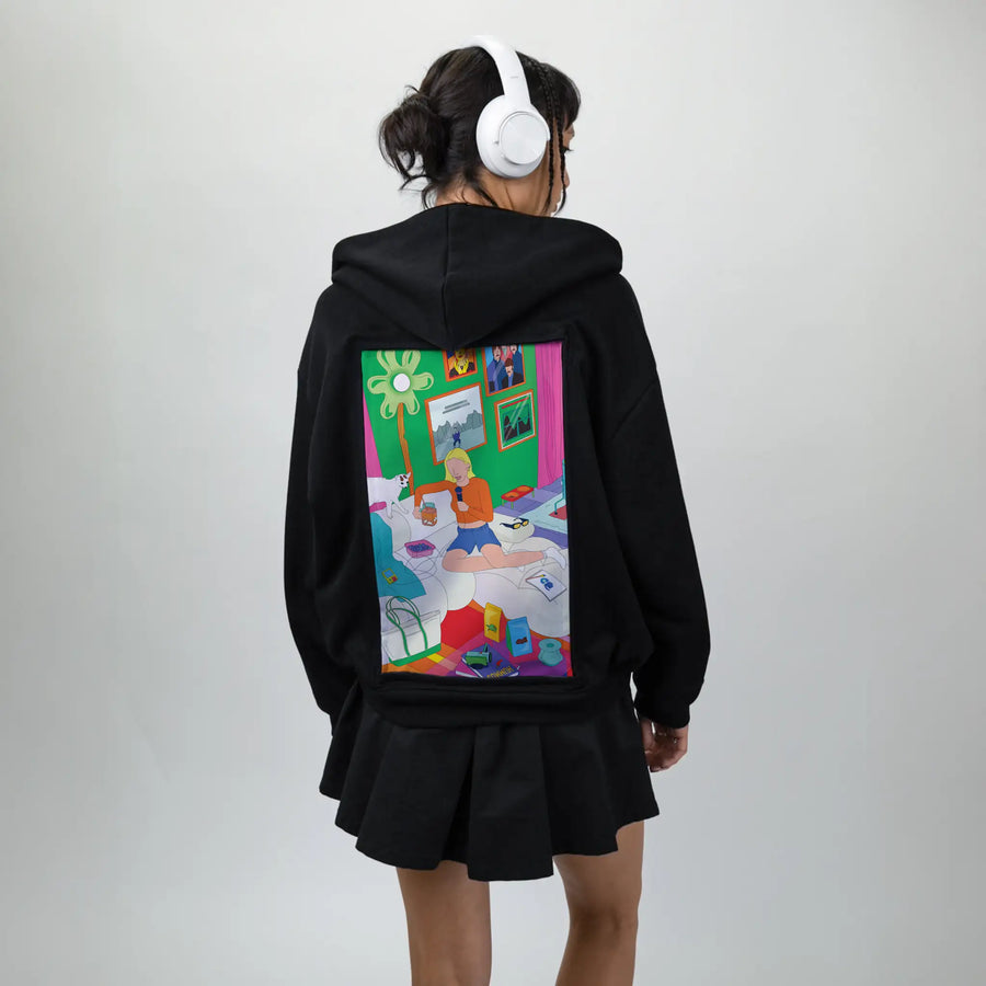 emmachamberlain patch on female essential zip hoodie in after hours