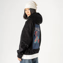 enjoylife patch on female retro cord hoodie in onyx