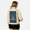 escapereality patch on female atelier canvas jacket in tan