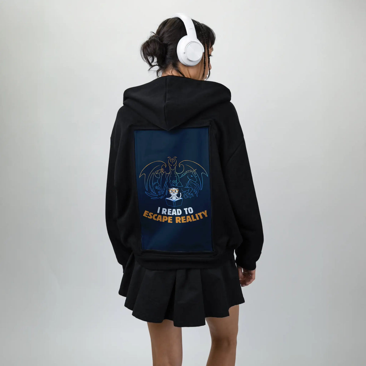 escapereality patch on female essential zip hoodie in after hours